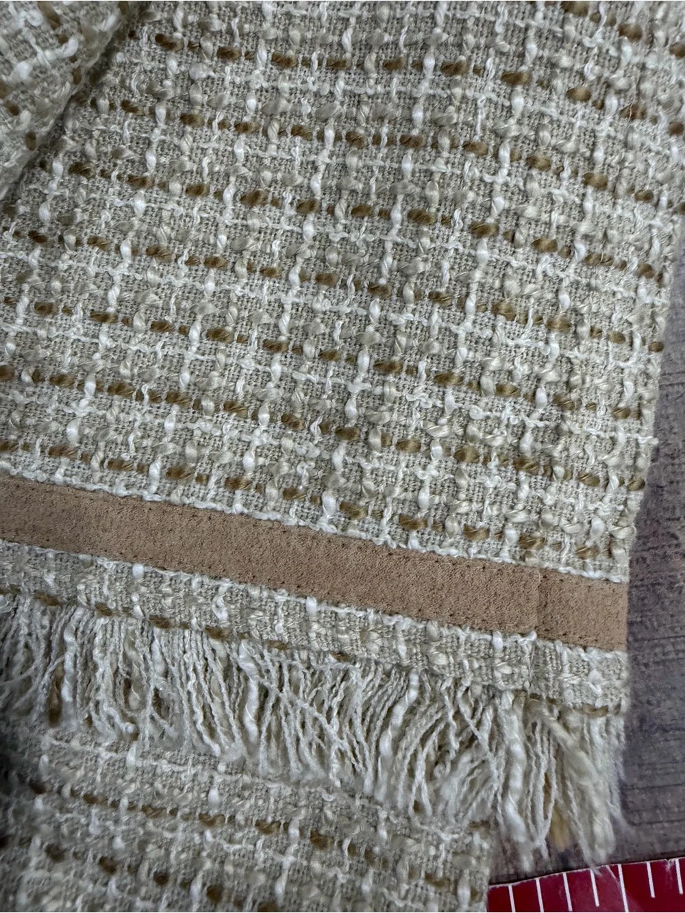 Croscill Window Valances Set of 2- Tan Textured Fringe 18”x 80”. Rod pocket 3”